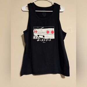 EUC Key Street Black and White Driftin Graphic Tank Top size medium